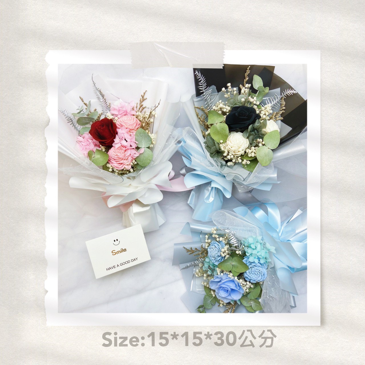 暖心盒裝 永生玫瑰花X香氛乾燥花束