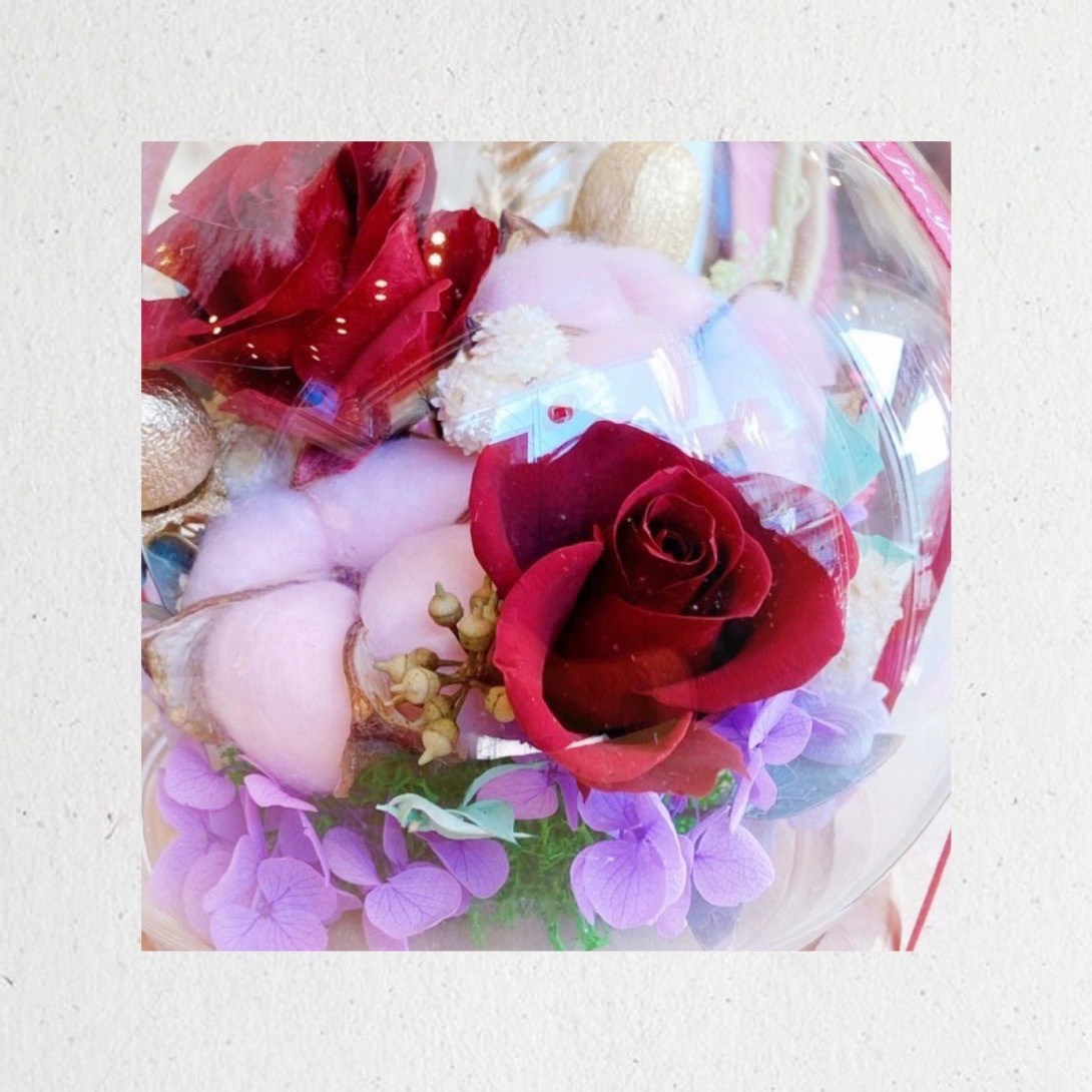 棉花糖永生花水晶球玻璃花盅 