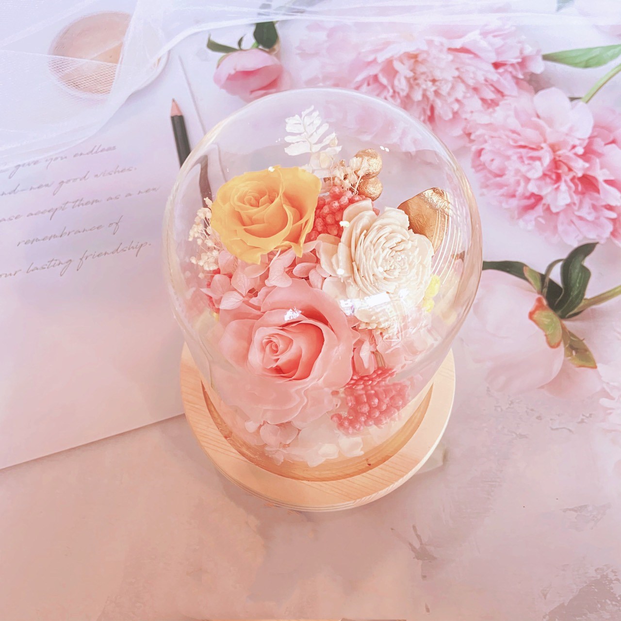 粉晶唯愛 永生花玻璃花盅