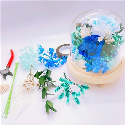 2021情人節手作材料包 (海洋風玻璃永生花花盅) 