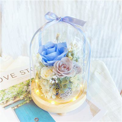 極致簡約風格永生花玻璃花盅 (帶燈款) 